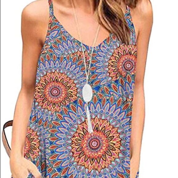 GRECERELLE Sz S NWT Blue Orange BALI Casual Maxi Beach Cover Up Relaxed Dress - Picture 4 of 13